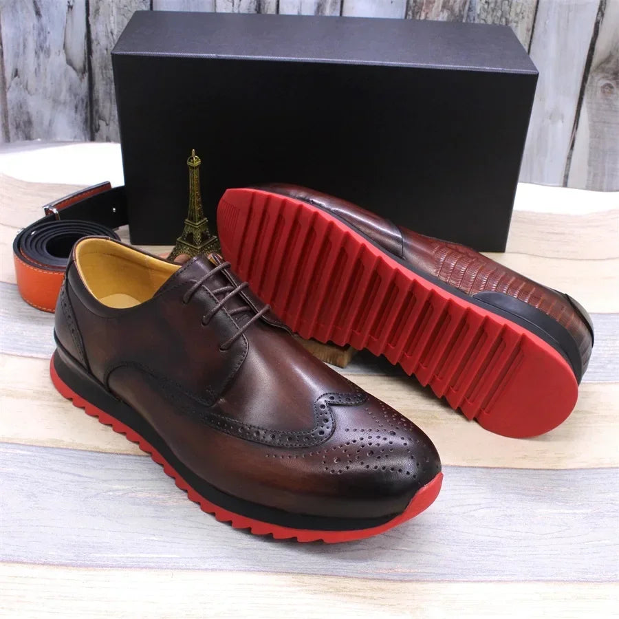 Wingtip Leather Brogue Style Sneakers