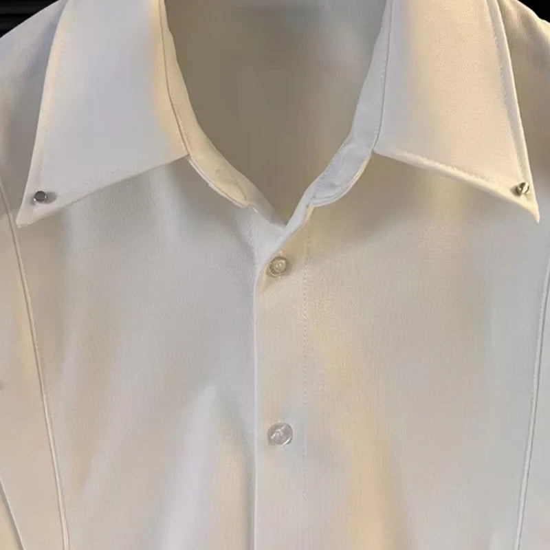 Studded White Solid Men's Shirt