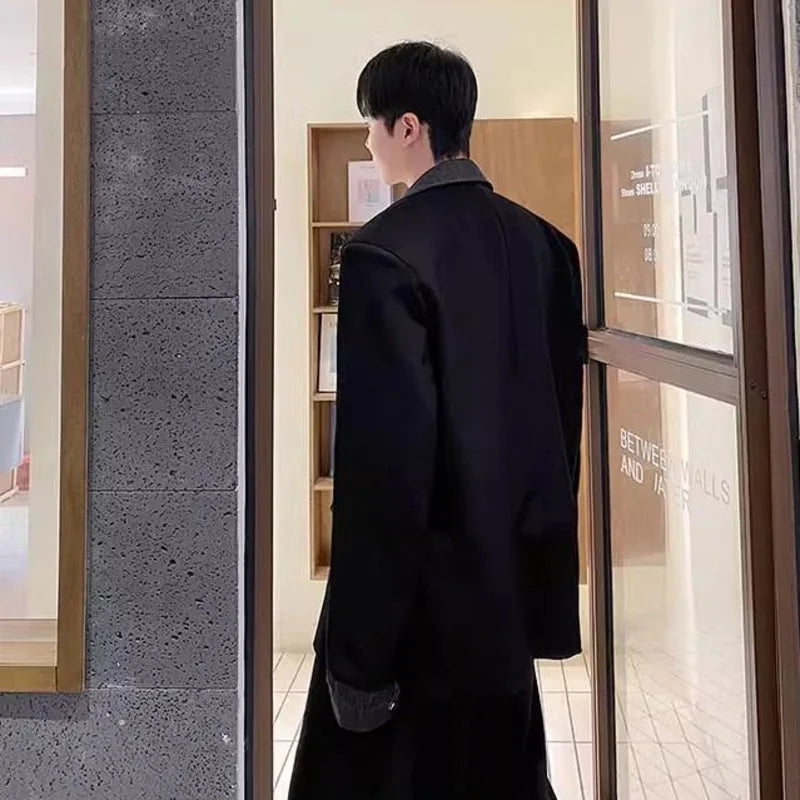 Faux Two Piece Shoulder Padded Blazer