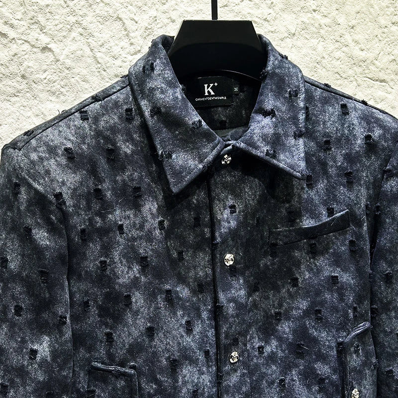 Textured Snap Front Trucker Jacket