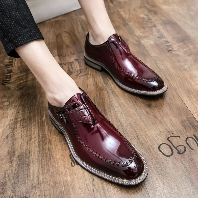 Crocodile Embossed Monk Buckle Loafers