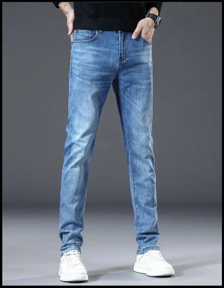 Solid Blue Denim Slim Fit Jeans