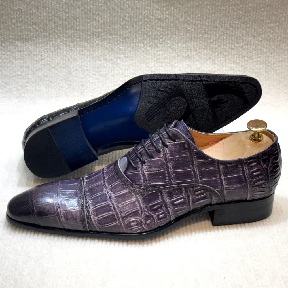 Luxury Croc-Embossed Formal Leather Shoes