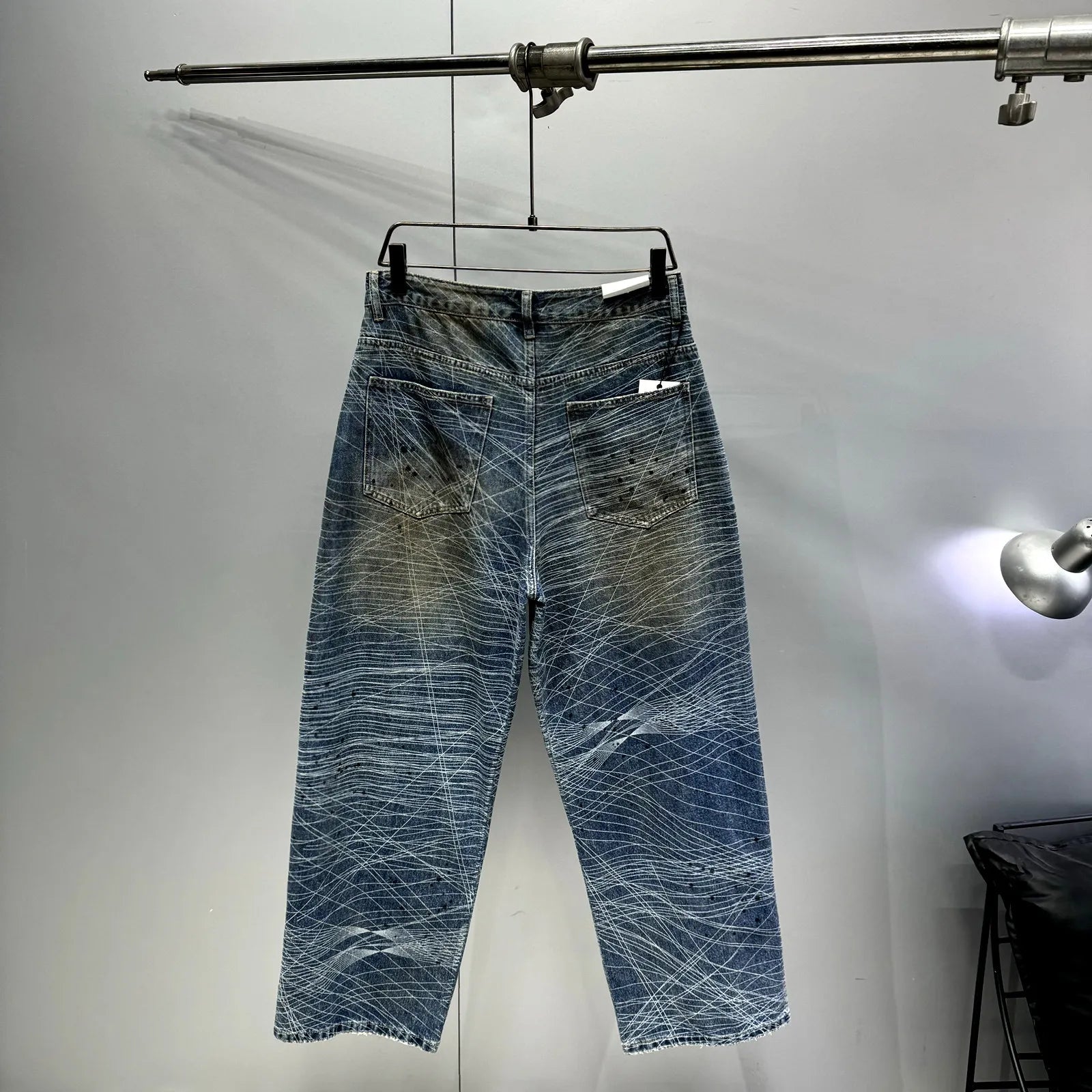 Distressed Line Paint Denim Jeans