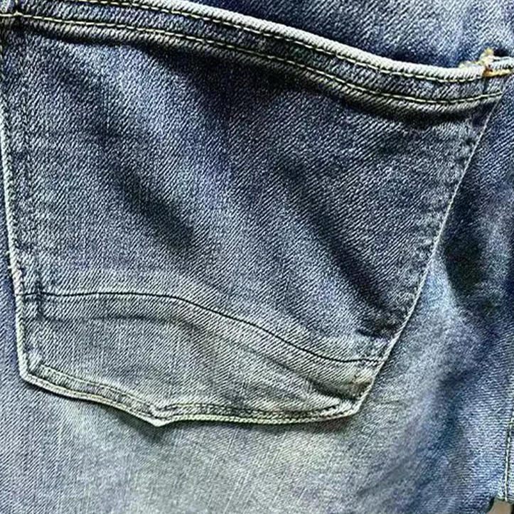 Washed Biker Denim Tapered Jeans