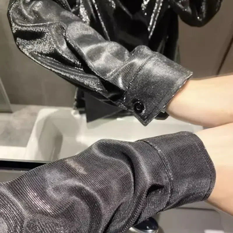 Shiny Hip Hop Long Sleeve Men's Shirt