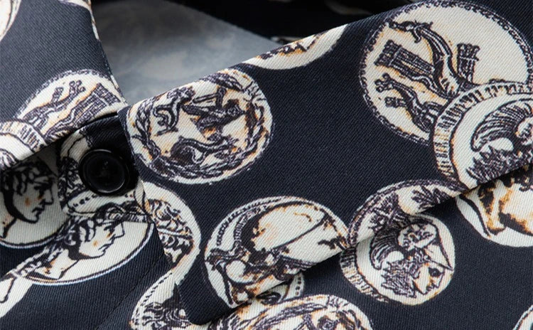 Retro Printed Pattern Men's Shirt