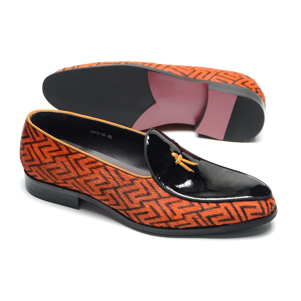Unique Pattern Brown Black Loafers