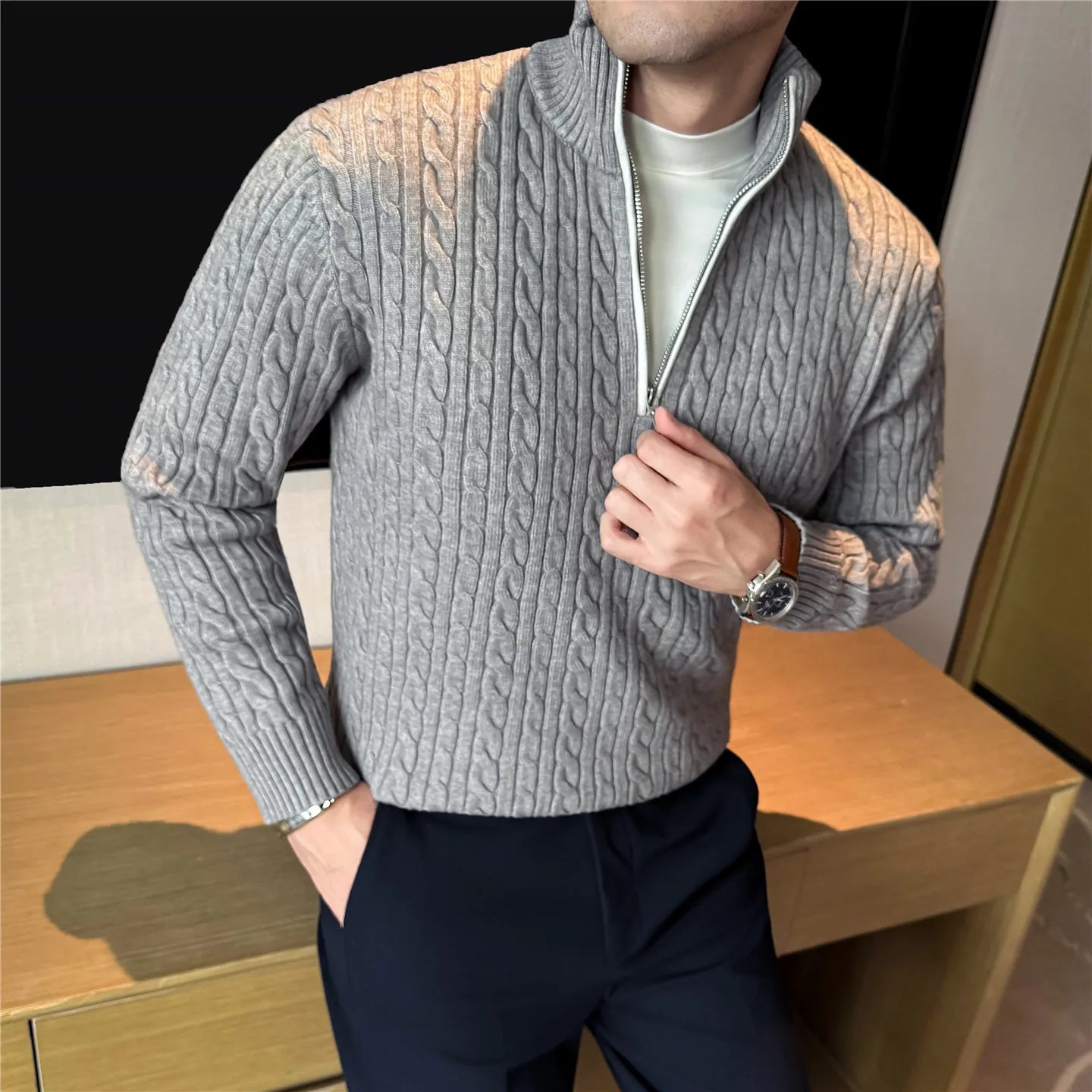 Men's Wool Quarter-Zip Sweater