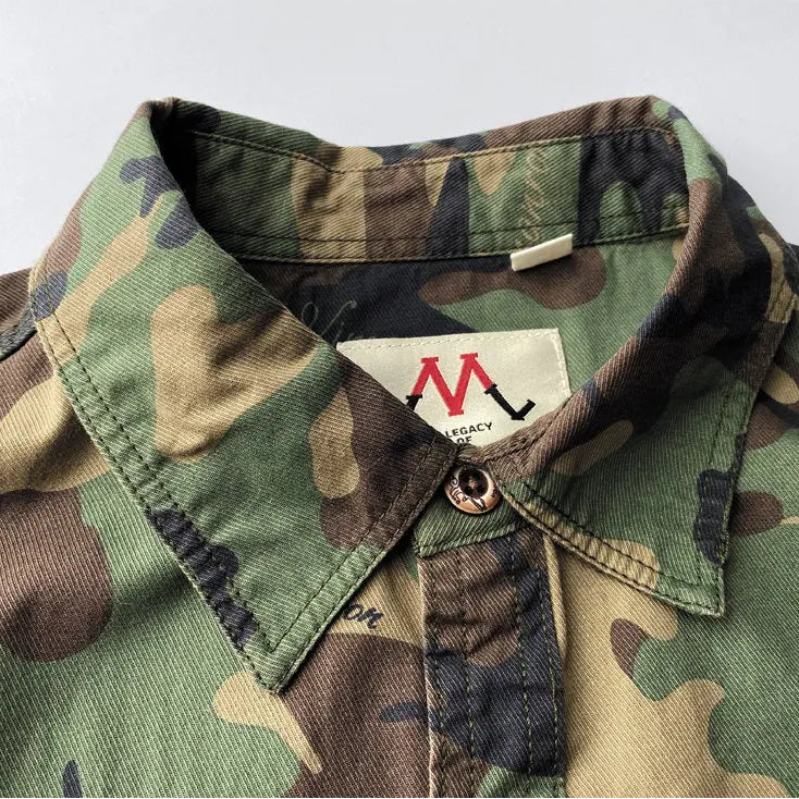Retro Camouflage Lapel Cargo Shirt
