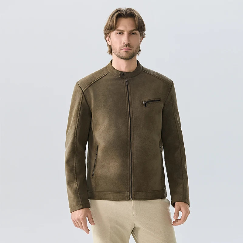 American Retro Leather Solid Jacket