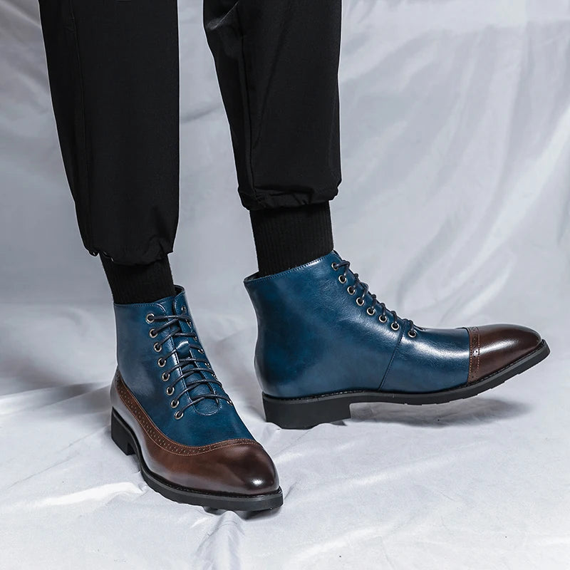 Leather Almond-Toe Workwear Boots