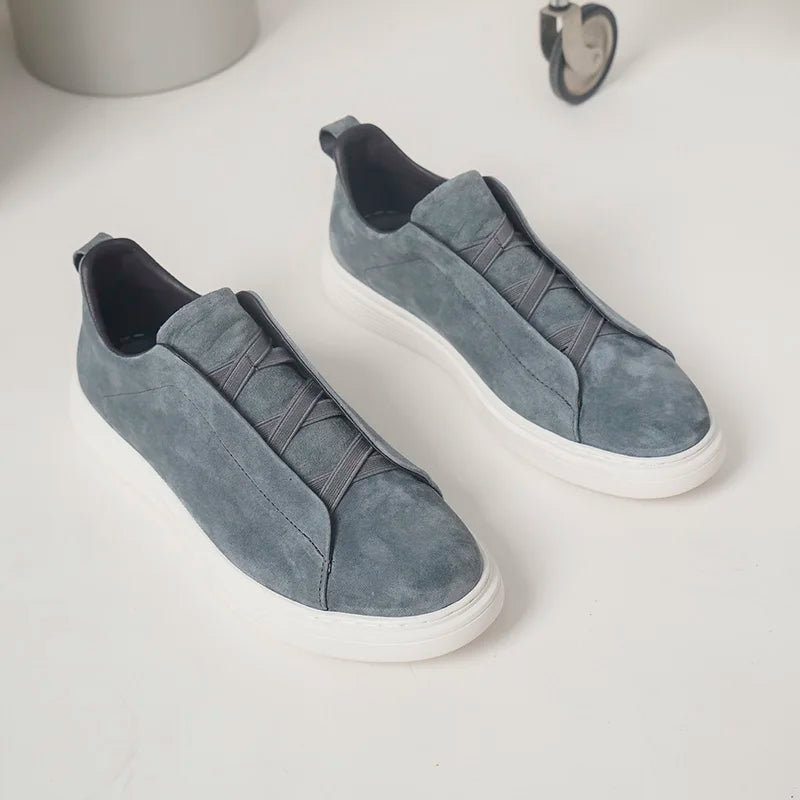 Cross-Tie Slip-On Suede Sneakers