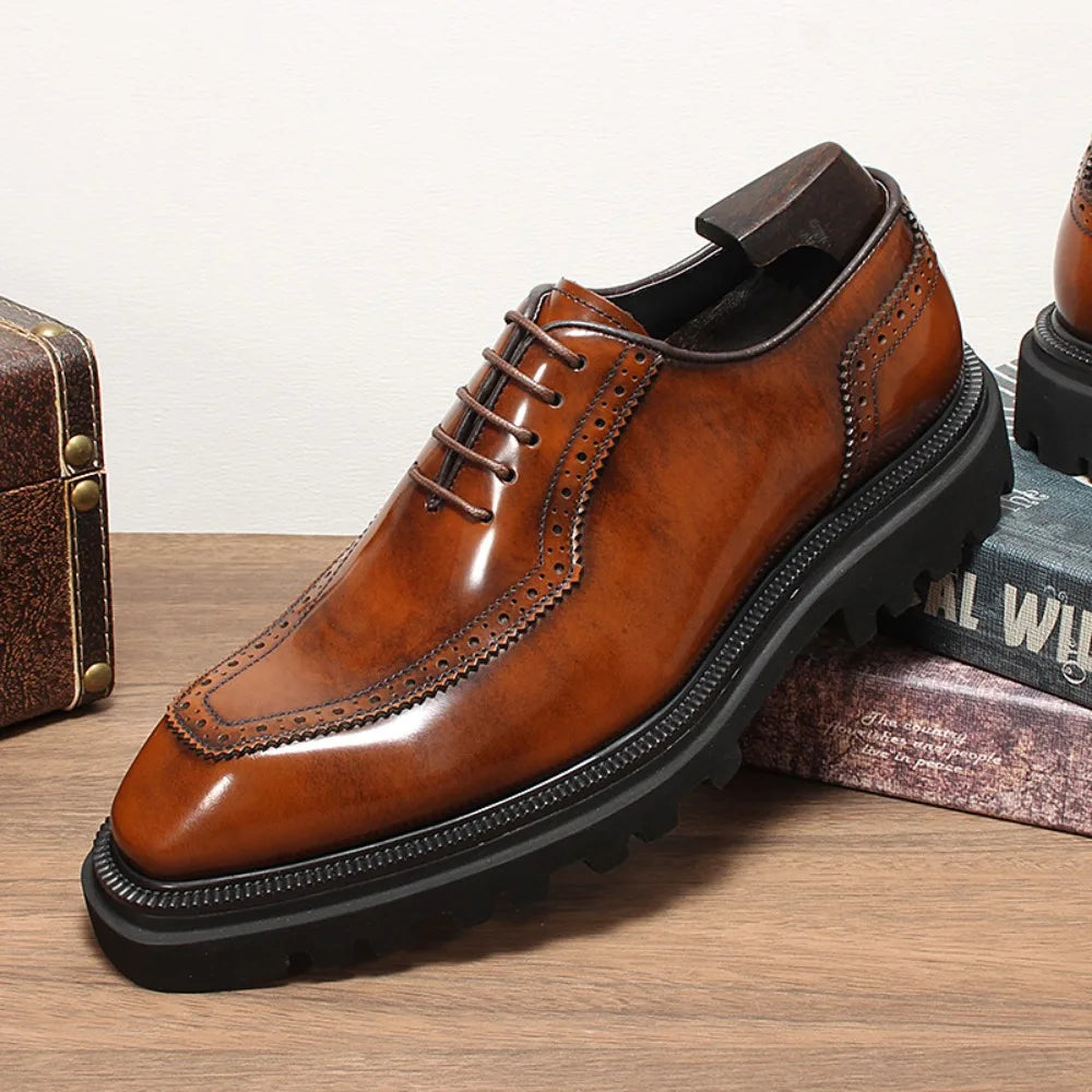 Cognac Prestige Wingtip Oxford Shoes