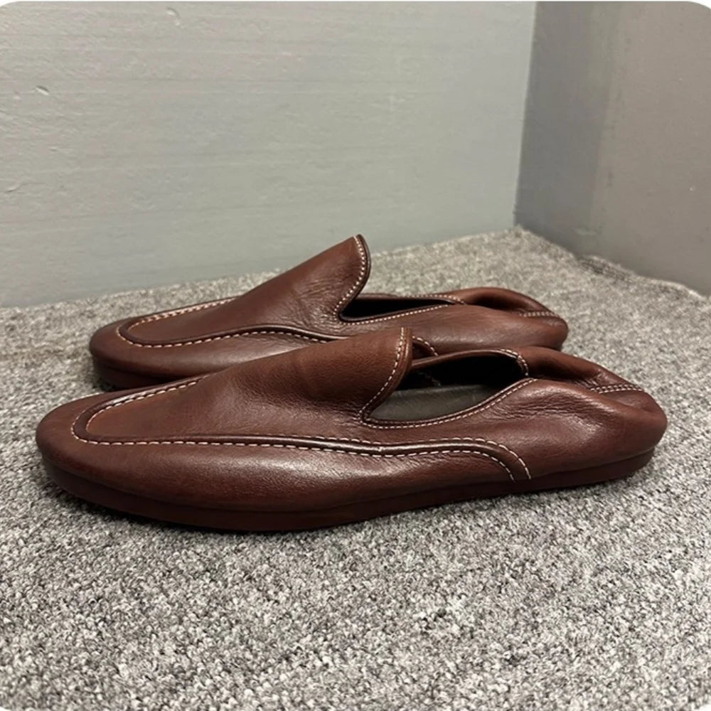 Solid Brown Soft Leather Loafers