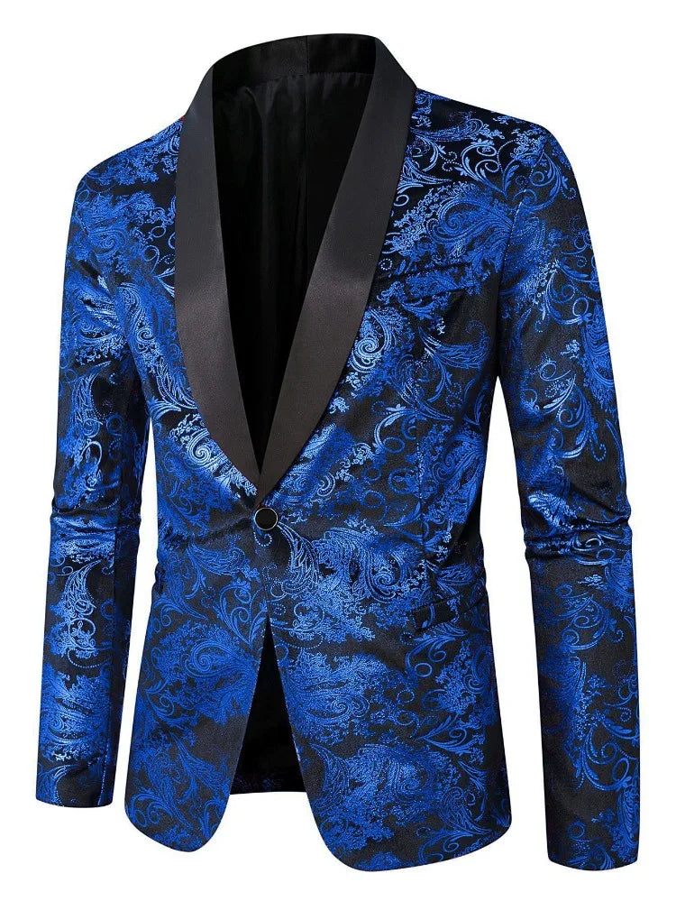 Luxury Jacquard Pattern Polyester Blazer