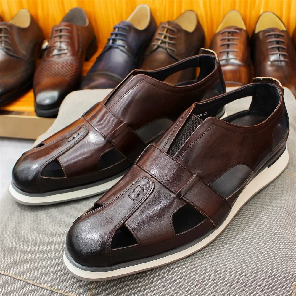 Hollow Arabic Style Genuine Leather Shoes