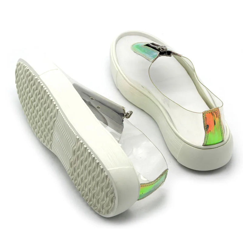 Transparent Thick Platform Zipper Sneakers