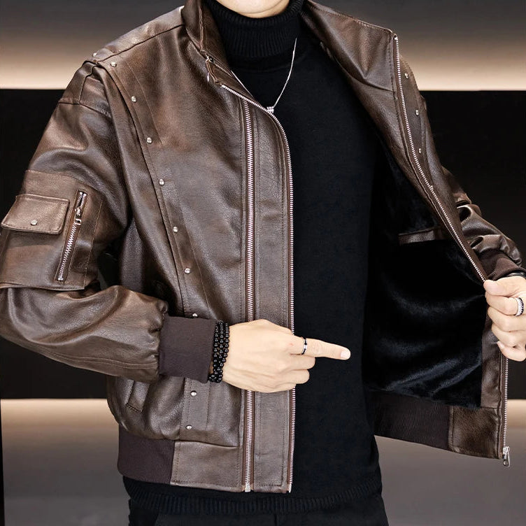 Winter Fleece Warm PU Leather Jacket