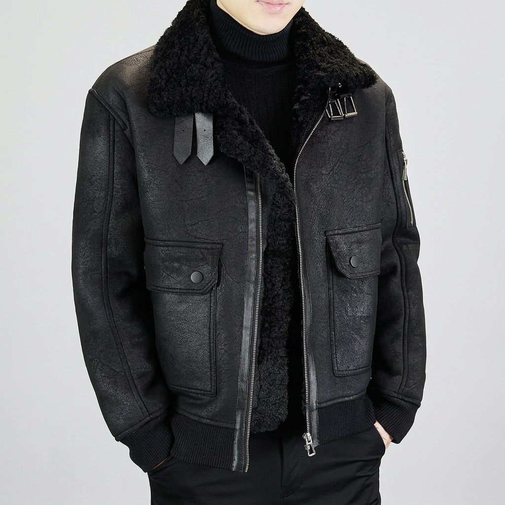Winter Buckle Strap Arm Pocket Jacket