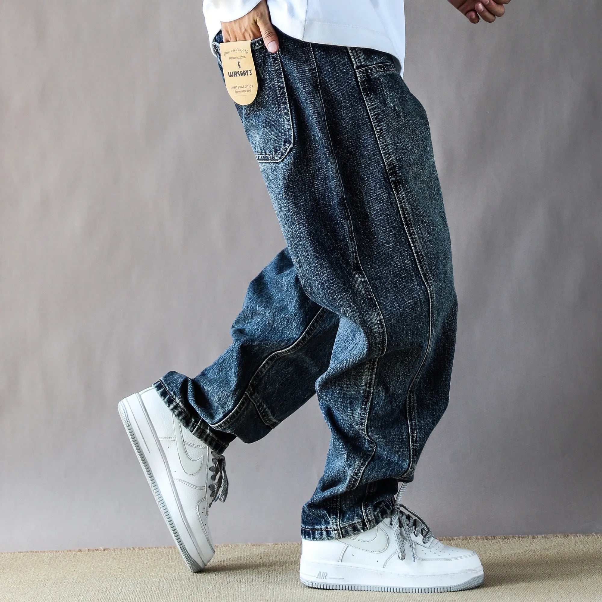 Blue Trendy Tapered Straight Jeans