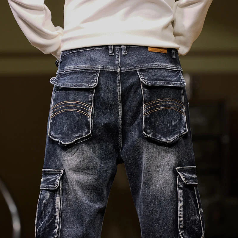 Multi Pockets Straight Cut Jeans