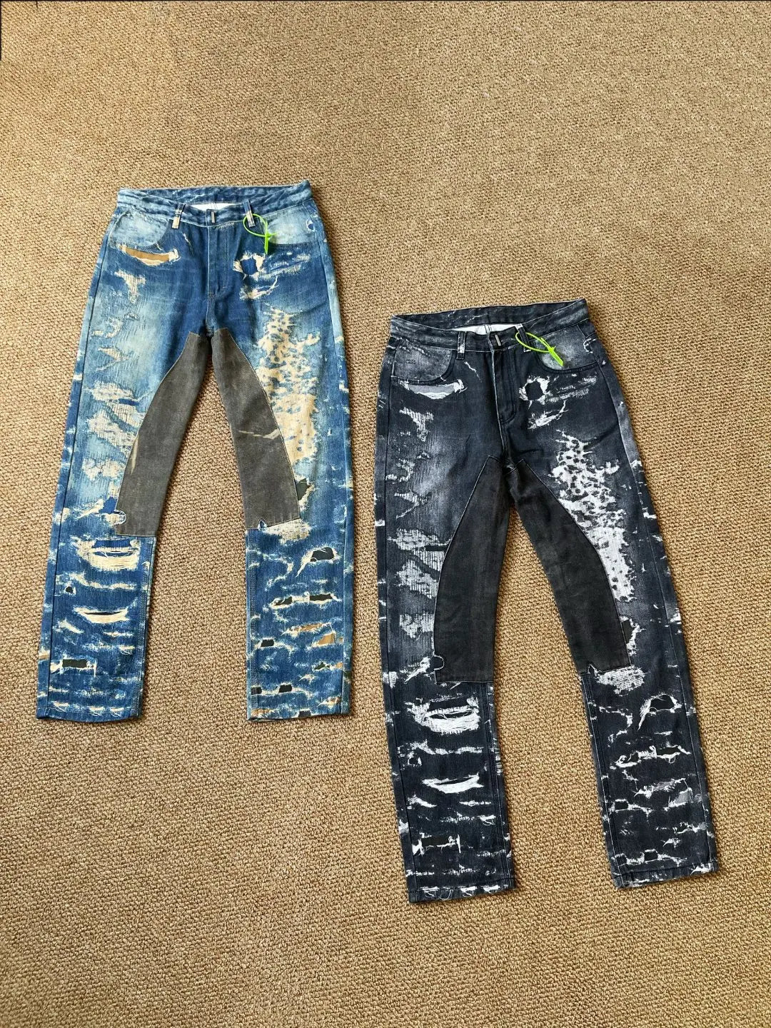Distressed Washed Straight Denim Jeans