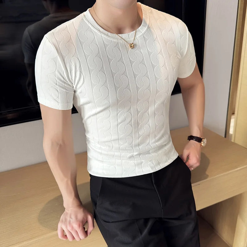 Casual Round Collar Geometric T-Shirt