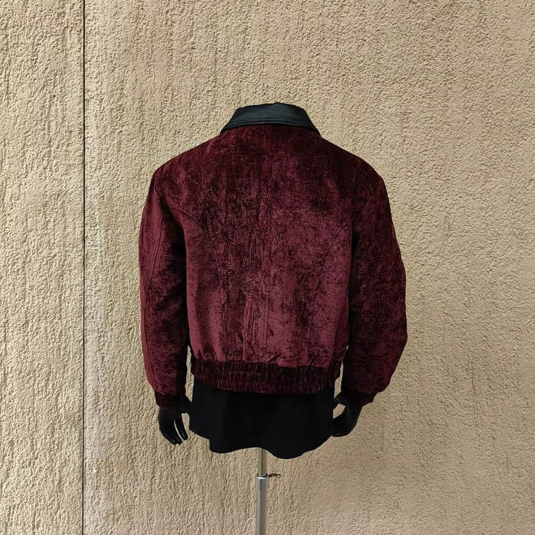 Solid Patchwork Collar Bomber Jacket