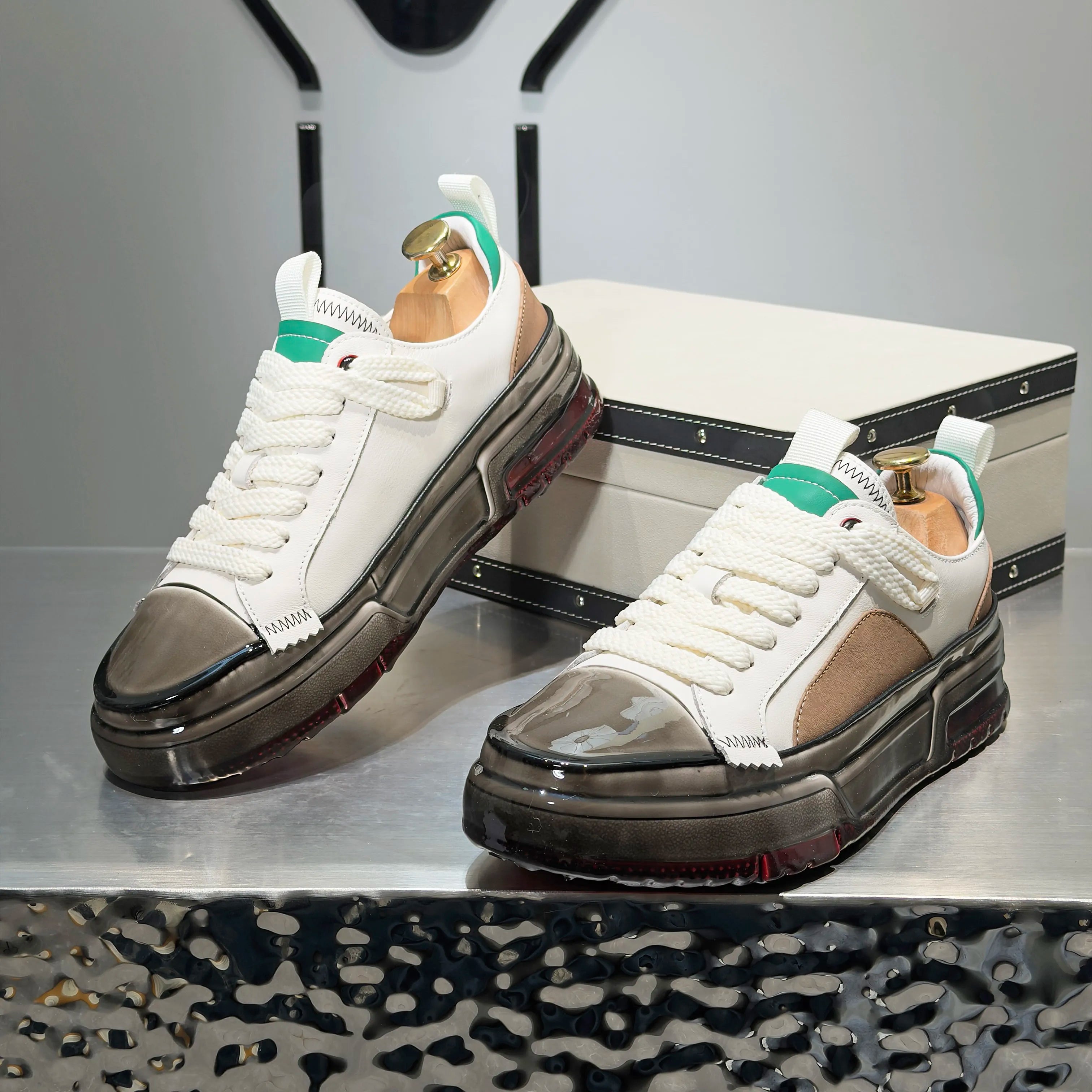 Elevated Streetwear Leather Sneakers