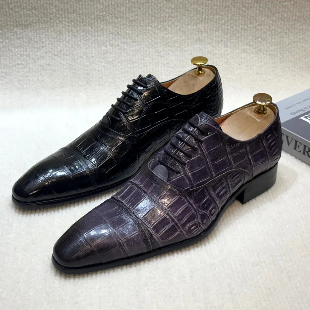 Luxury Croc-Embossed Formal Leather Shoes