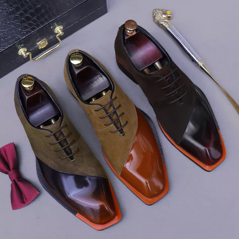 Suede Genuine Leather Sewing Oxfords Shoes