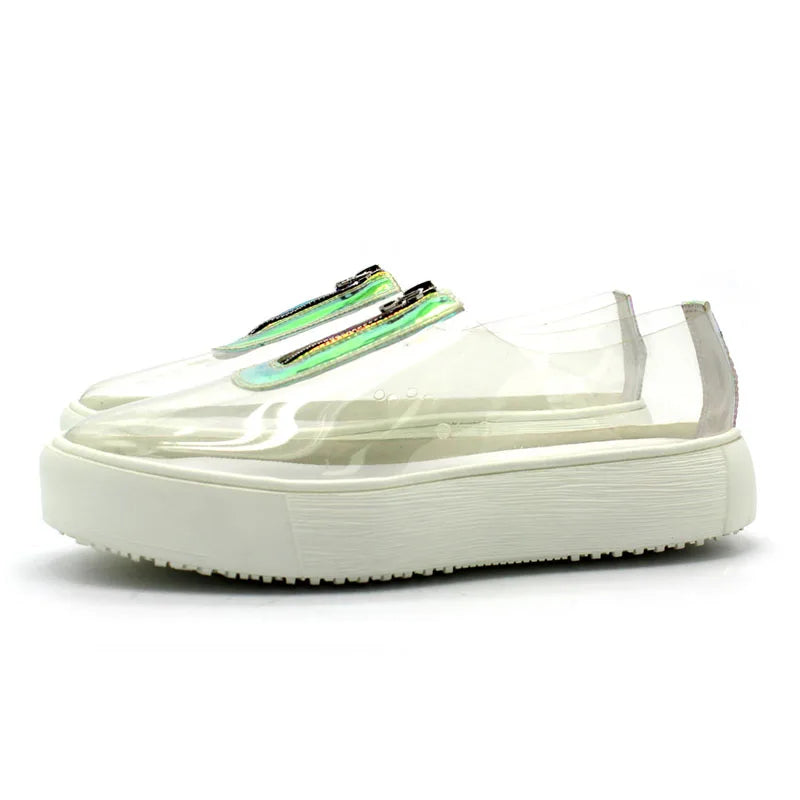 Transparent Thick Platform Zipper Sneakers