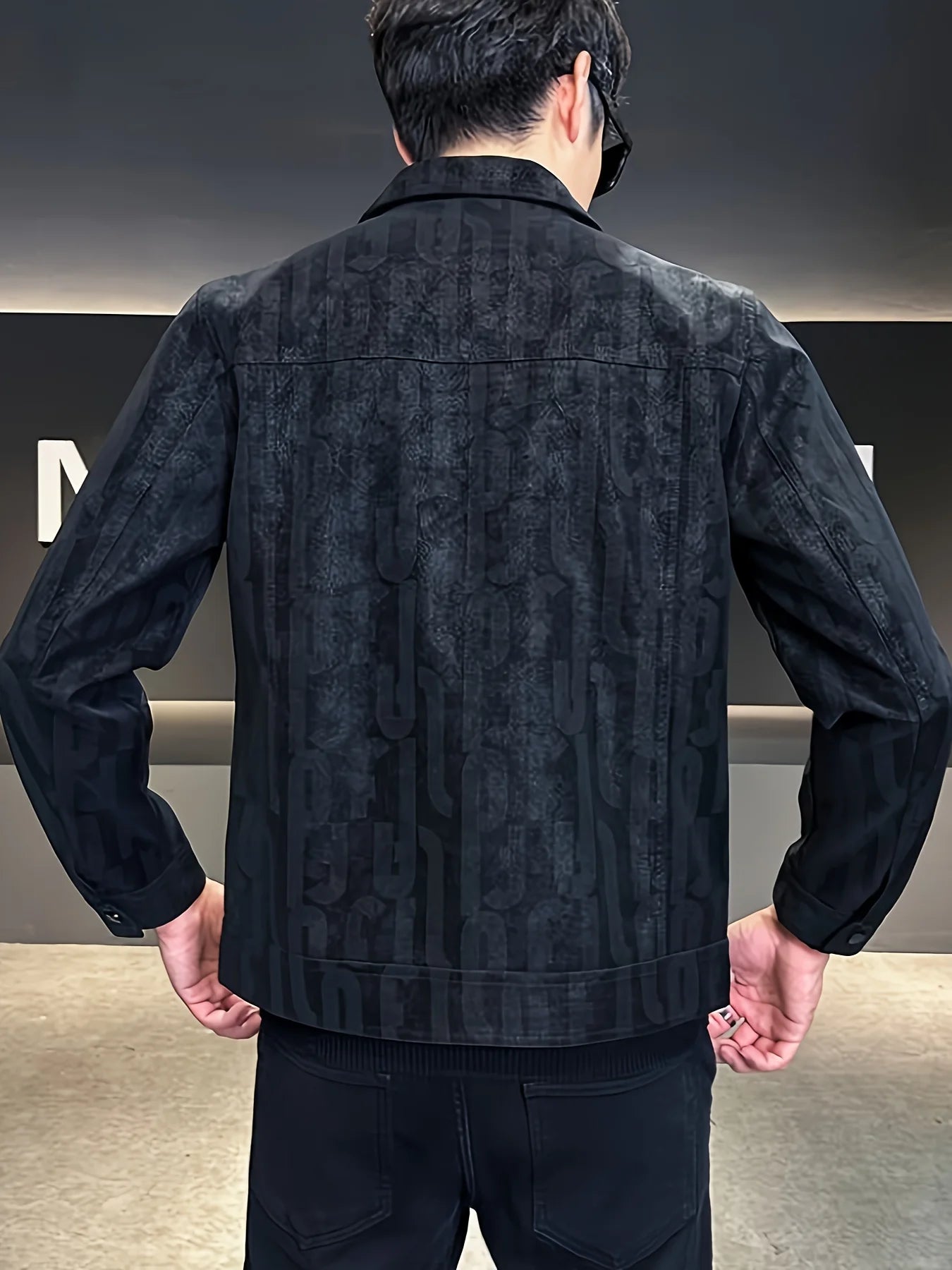 Letter Printed Design Button-Up Jacket