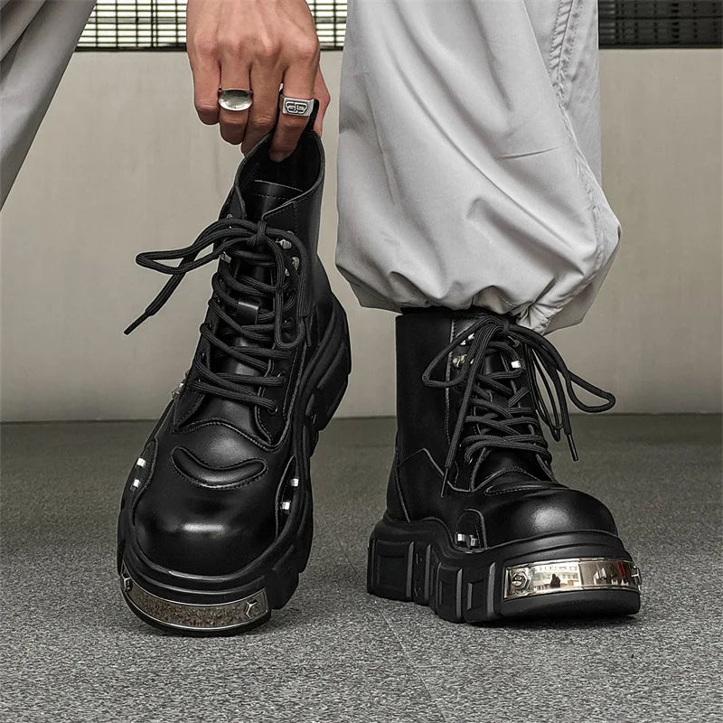 Metal Punk Style Platform Boots