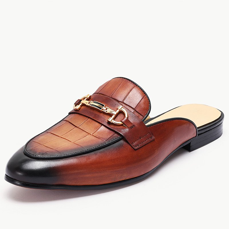 Croco-Prints Metal Appliques Mules Shoes