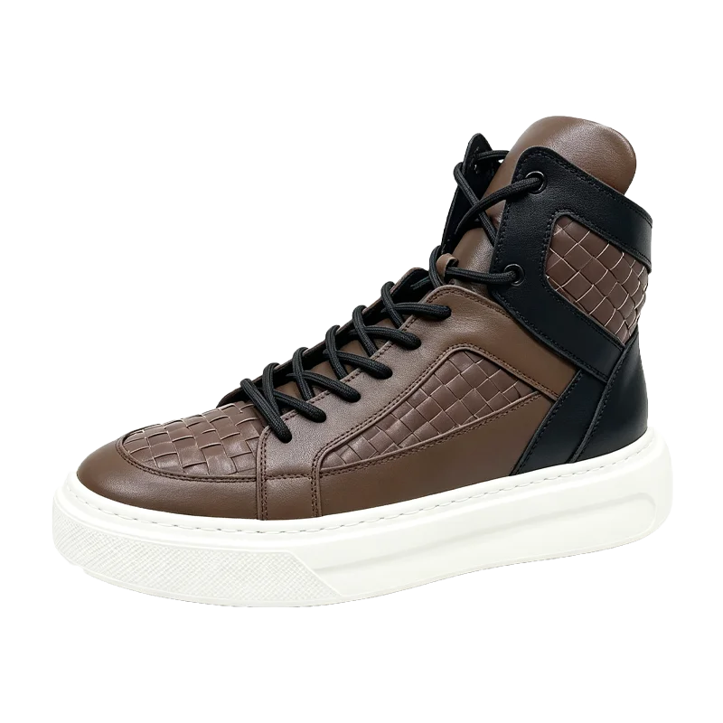Retro Woven Brown Black Pig Suede Sneakers