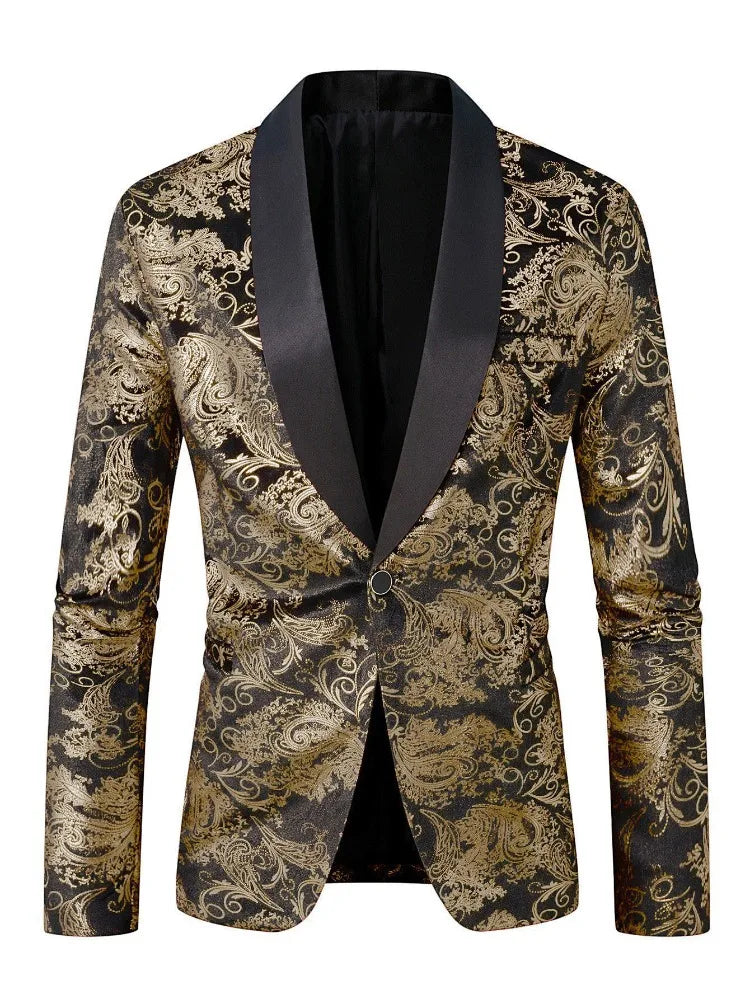 Luxury Jacquard Pattern Polyester Blazer