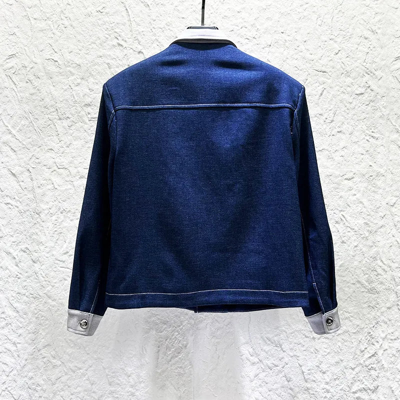 Solid Color Block Stitch Jacket