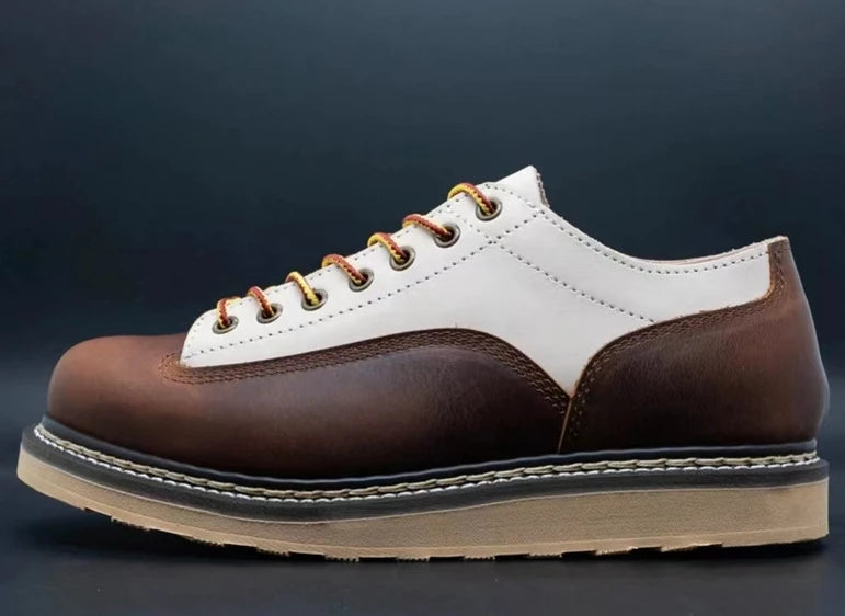 Cow Leather With Canvas Lace-Up Shoes