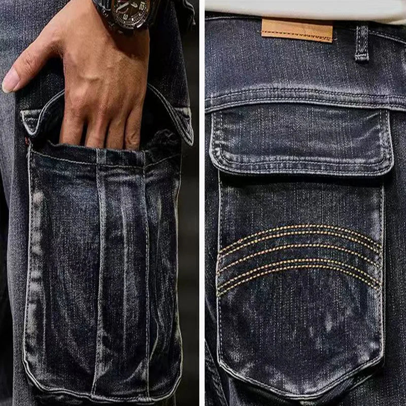 Vintage Loose Multi-Pockets Jeans