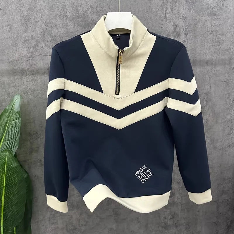 Men's Half Zip Stripe Sweatshirt