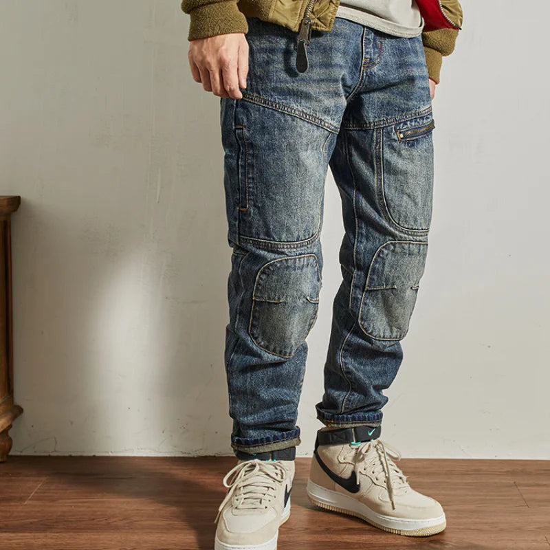 American Vintage Style Patchwork Jeans