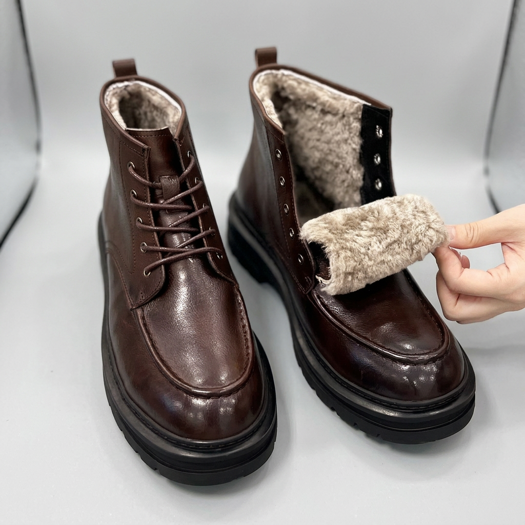 Winter Genuine Leather Lace Up Thick Boots