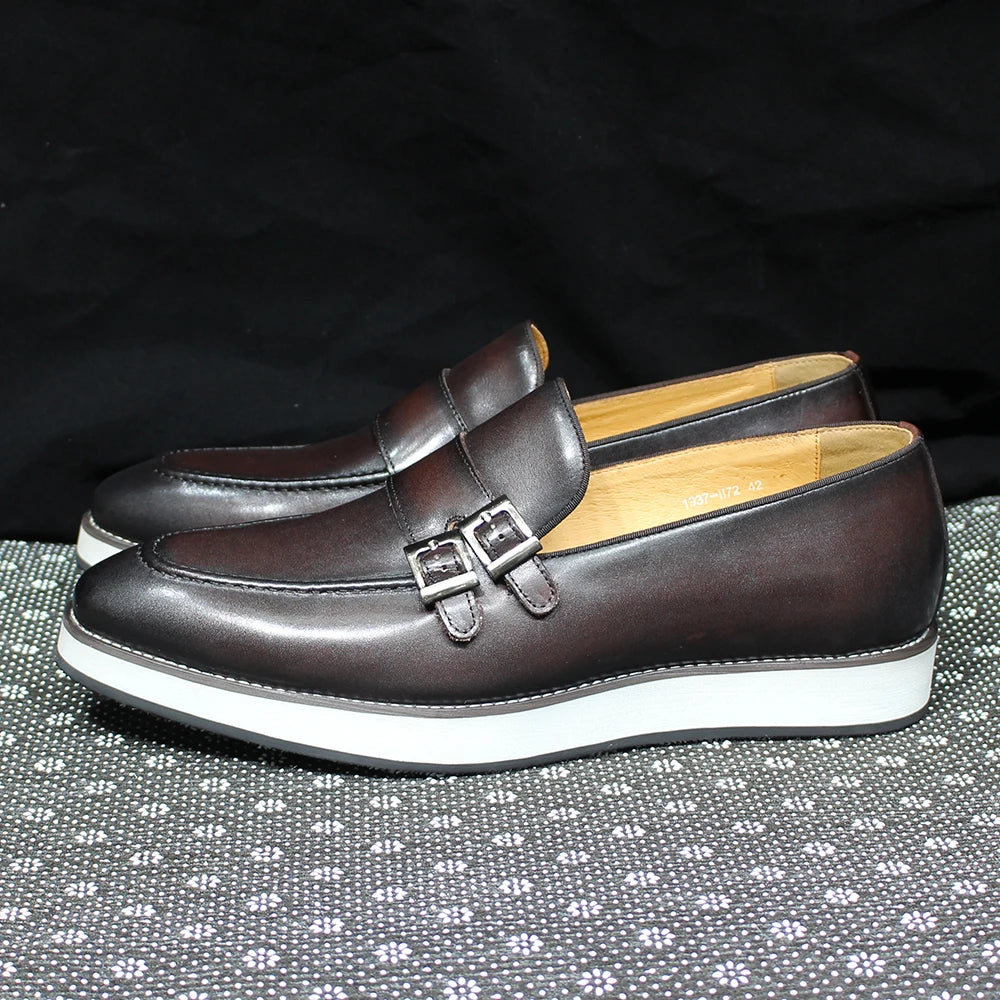 Classic Men's Double-Buckles Monk Loafers