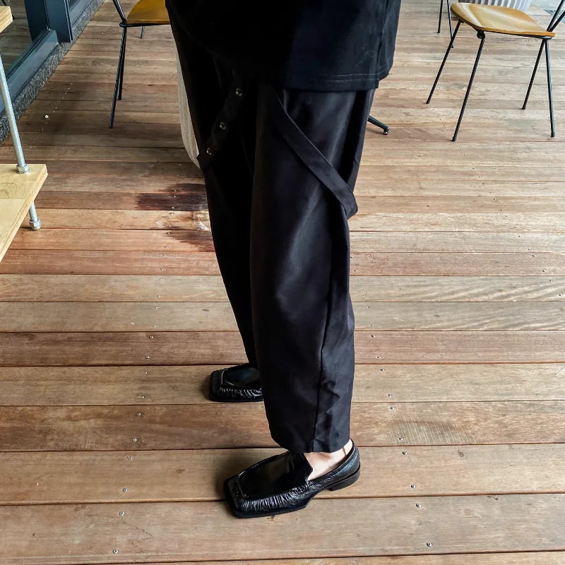 Black Soft Cowhide Square Toe Loafers