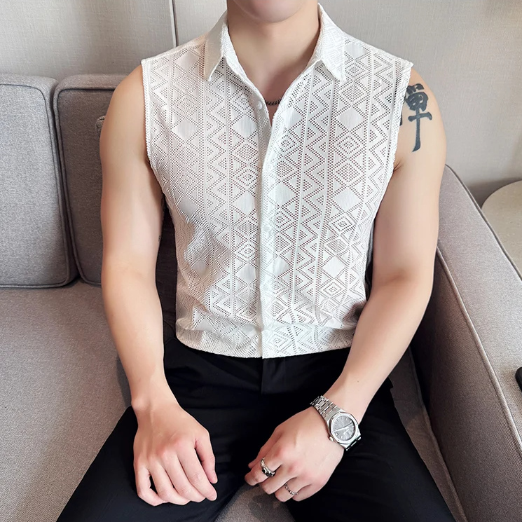 Hollow Geometric Lace Comfortable Vest