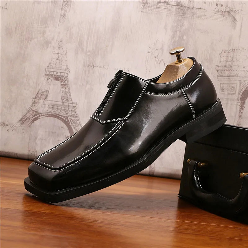 Square Pointed White Stitched Shoes