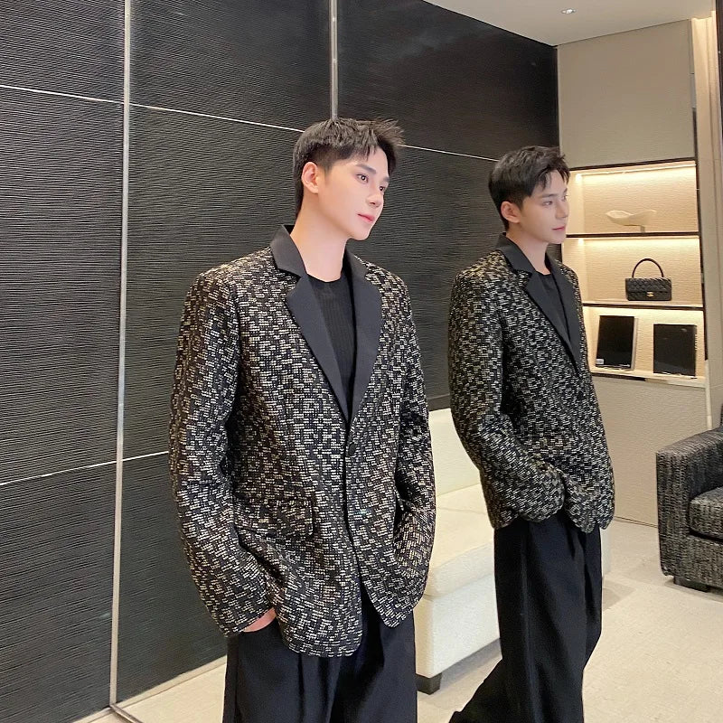 Colorblock Black Single Breasted Blazer