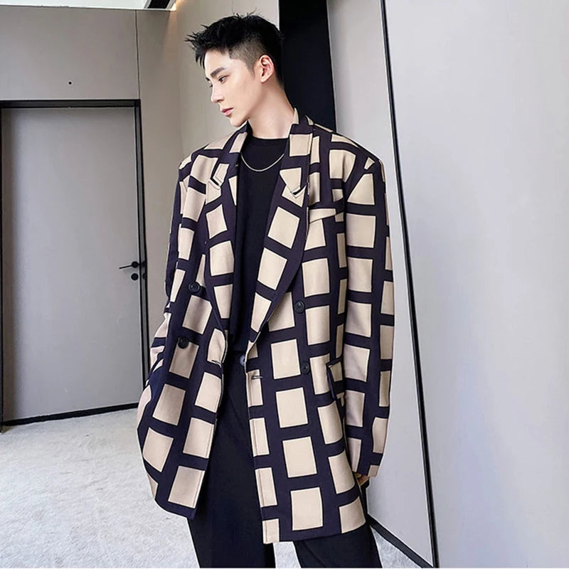 Casual Plaid Printed Loose Design Blazer